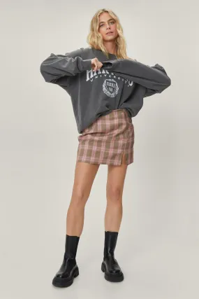 High Waisted Multi Check Print Mini Skirt