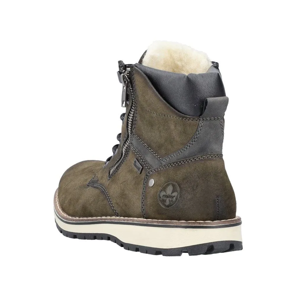 Rieker Antistress Herren Schnürboot TEX- Membran Warmfutter grün S22 38425-54