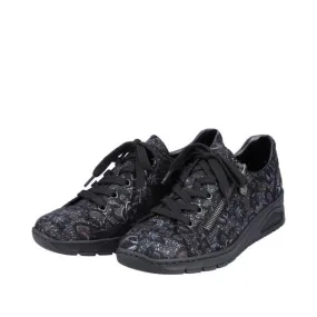 Rieker Damen Schnürschuhe schwarz-metallic S23 N3302-90