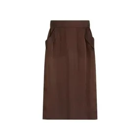   Saint Laurent  Brown Silk Midi Skirt Brown