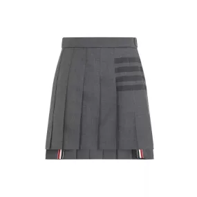   Thom Browne  Thigh Length Dropped Back Pleated Skirt Grey