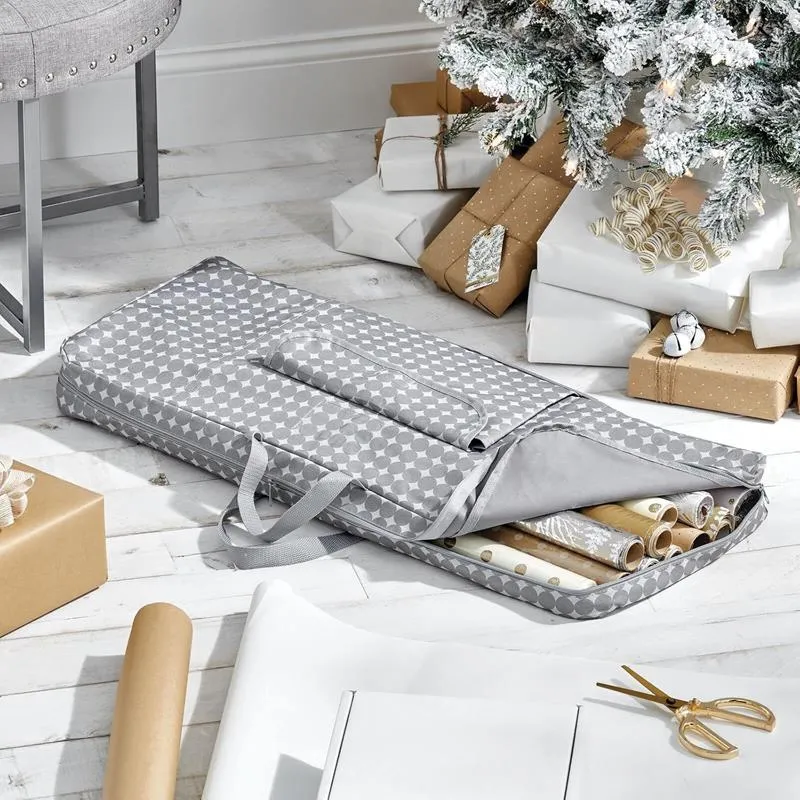 Tragetasche für Geschenkverpackung mDesign Geschenkpapier Organizer grau
