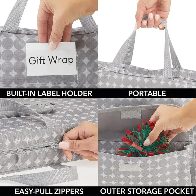 Tragetasche für Geschenkverpackung mDesign Geschenkpapier Organizer grau